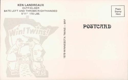 1979 Minnesota Twins Postcards #NNO Ken Landreaux Back