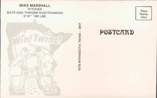 1979 Minnesota Twins Postcards #NNO Mike Marshall Back