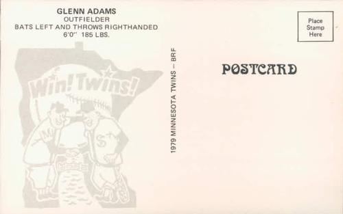 1979 Minnesota Twins Postcards #NNO Glenn Adams Back