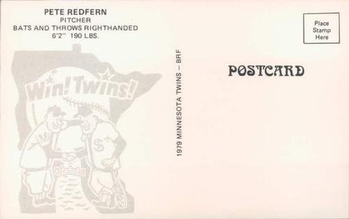1979 Minnesota Twins Postcards #NNO Pete Redfern Back