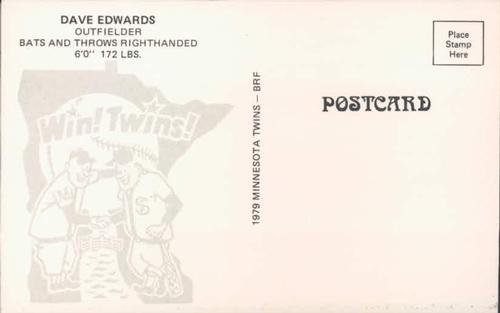 1979 Minnesota Twins Postcards #NNO Dave Edwards Back