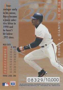 1996 Donruss - Hit List #10 Barry Bonds Back