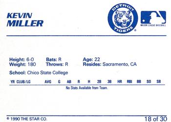 1990 Star Bristol Tigers #18 Kevin Miller Back
