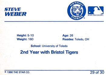 1990 Star Bristol Tigers #29 Steve Weber Back