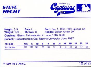 1990 Star Shreveport Captains #10 Steve Hecht Back