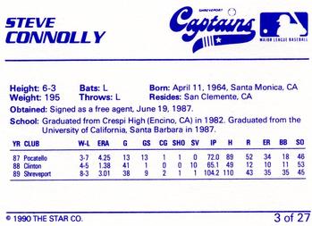 1990 Star Shreveport Captains #3 Steve Connolly Back