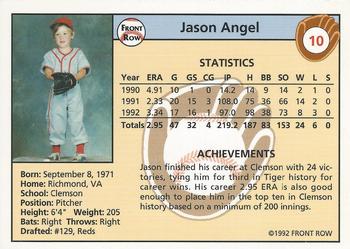1992 Front Row Draft Picks #10 Jason Angel Back