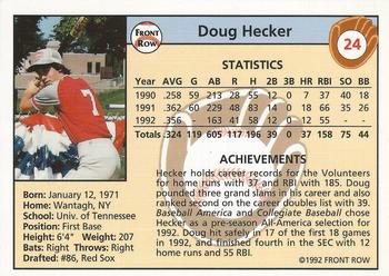 1992 Front Row Draft Picks #24 Doug Hecker Back