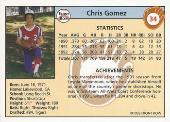 1992 Front Row Draft Picks #34 Chris Gomez Back