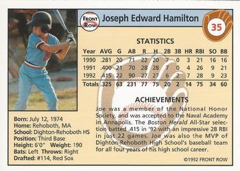 1992 Front Row Draft Picks #35 Joe Hamilton Back
