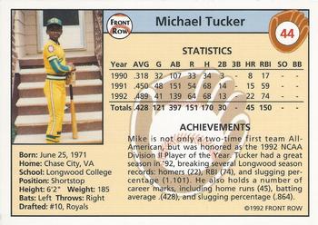 1992 Front Row Draft Picks #44 Mike Tucker Back