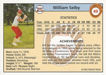 1992 Front Row Draft Picks #49 Bill Selby Back