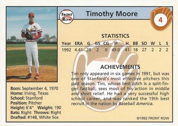 1992 Front Row Draft Picks #4 Tim Moore Back