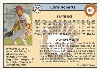 1992 Front Row Draft Picks #50 Chris Roberts Back