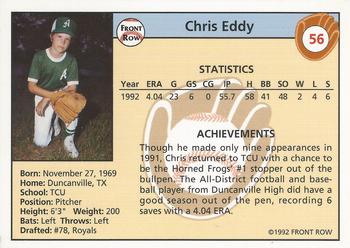 1992 Front Row Draft Picks #56 Chris Eddy Back
