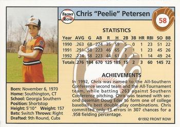1992 Front Row Draft Picks #58 Chris Petersen Back