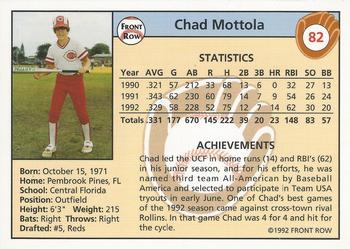 1992 Front Row Draft Picks #82 Chad Mottola Back