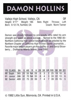 1992 Little Sun High School Prospects #25 Damon Hollins Back