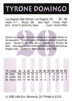 1992 Little Sun High School Prospects #28 Tyrone Domingo Back