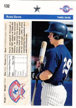 1992 Upper Deck Minor League #132 Russ Davis Back