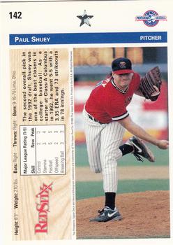 1992 Upper Deck Minor League #142 Paul Shuey Back