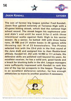 1992 Upper Deck Minor League #14 Jason Kendall Back