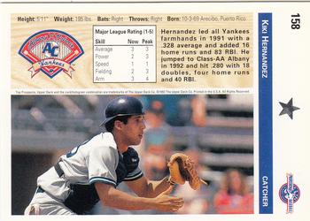 1992 Upper Deck Minor League #158 Kiki Hernandez Back
