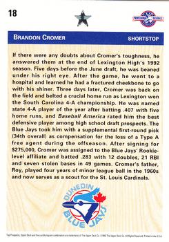 1992 Upper Deck Minor League #18 Brandon Cromer Back
