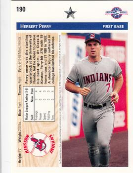 1992 Upper Deck Minor League #190 Herbert Perry Back