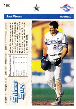1992 Upper Deck Minor League #193 Joel Wolfe Back