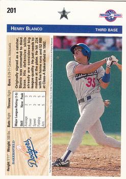 1992 Upper Deck Minor League #201 Henry Blanco Back