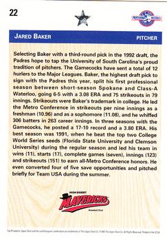 1992 Upper Deck Minor League #22 Jared Baker Back
