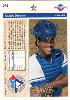 1992 Upper Deck Minor League #264 Carlos Delgado Back