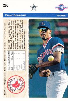 1992 Upper Deck Minor League #266 Frank Rodriguez Back