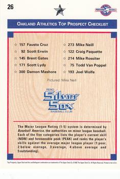 1992 Upper Deck Minor League #26 Mike Neill Back