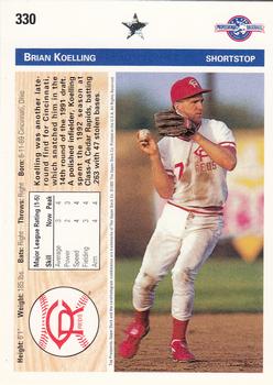 1992 Upper Deck Minor League #330 Brian Koelling Back