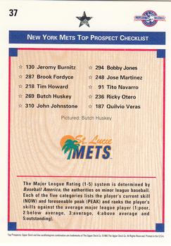 1992 Upper Deck Minor League #37 Butch Huskey Back