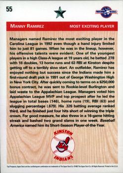1992 Upper Deck Minor League #55 Manny Ramirez Back