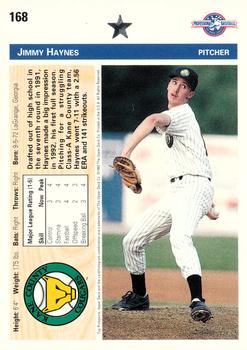 1992 Upper Deck Minor League #168 Jimmy Haynes Back