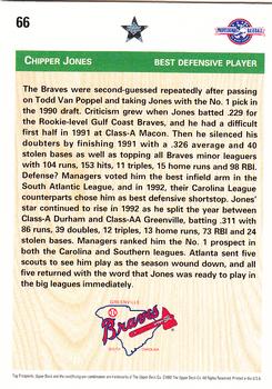 1992 Upper Deck Minor League #66 Chipper Jones Back