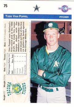 1992 Upper Deck Minor League #75 Todd Van Poppel Back