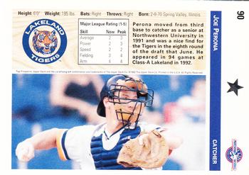 1992 Upper Deck Minor League #90 Joe Perona Back