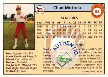 1992 Front Row Draft Picks - Autographs #82 Chad Mottola Back