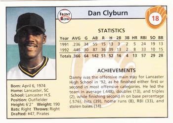 1992 Front Row Draft Picks - Silver #18 Danny Clyburn Back