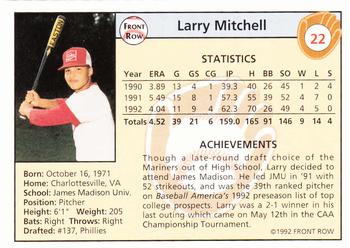 1992 Front Row Draft Picks - Silver #22 Larry Mitchell Back