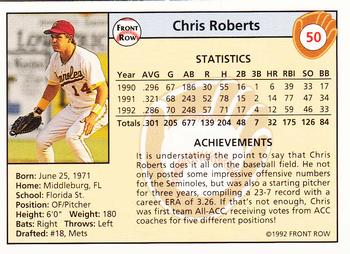 1992 Front Row Draft Picks - Silver #50 Chris Roberts Back