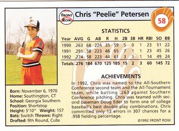 1992 Front Row Draft Picks - Silver #58 Chris Petersen Back