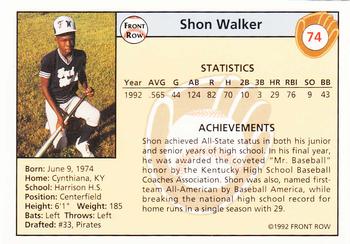 1992 Front Row Draft Picks - Silver #74 Shon Walker Back