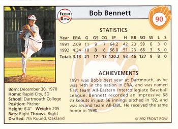 1992 Front Row Draft Picks - Silver #90 Bob Bennett Back