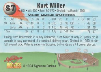 1994 Signature Rookies - Hottest Prospects #S7 Kurt Miller Back